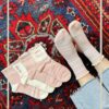 جوراب نیم ساق کبریتی طرح خرگوش صورتی