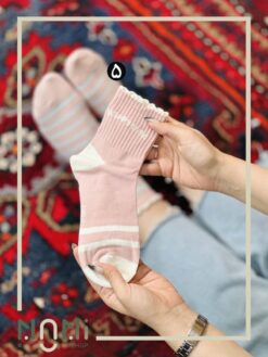 جوراب نیم ساق کبریتی طرح خرگوش صورتی