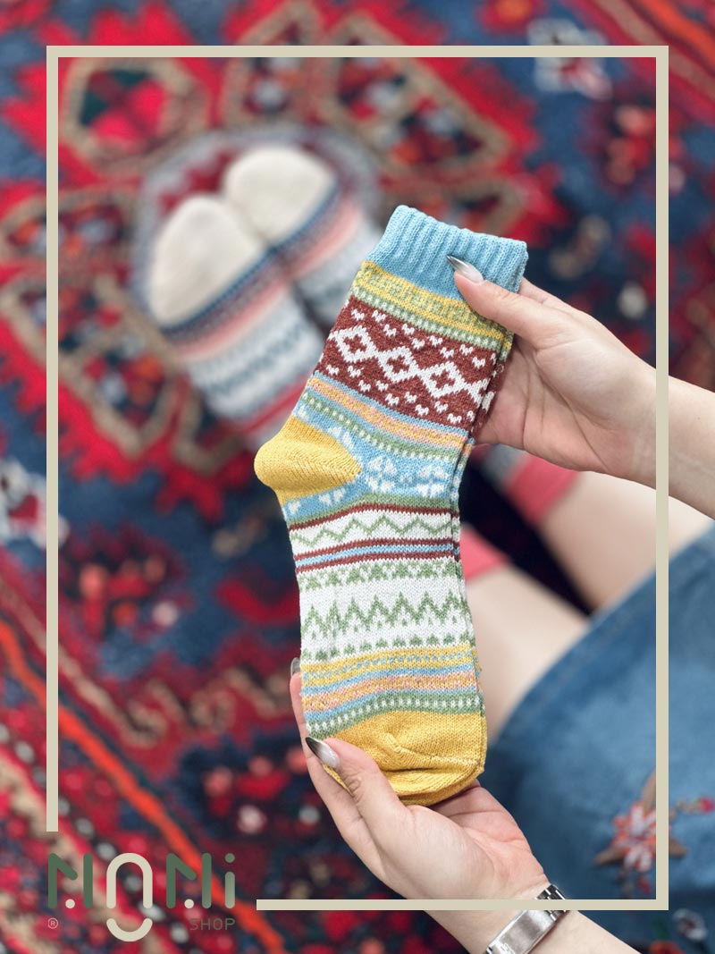 جوراب ساقدار بافت طرح خشتی