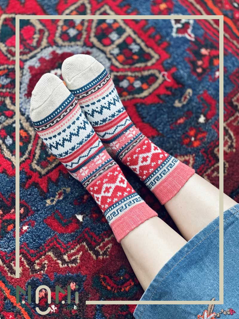 جوراب ساقدار بافت طرح خشتی