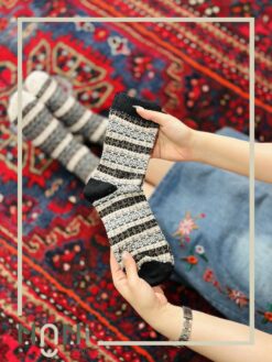 جوراب ساقدار بافت طرح لوزی