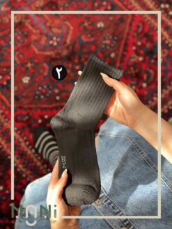 جوراب ساقدار مشکی بافت ریز طرح رینگی