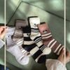 جوراب ساقدار بافت ریز طرح مینی و میکی موس
