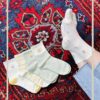 جوراب نیم ساق کبریتی طرح گل لاله سبز