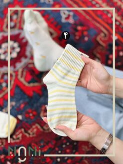 جوراب نیم ساق کبریتی طرح گل لاله سبز