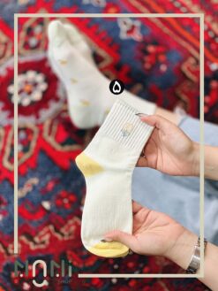 جوراب نیم ساق کبریتی طرح گل لاله سبز