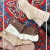 جوراب ساقدار بافت ریز طرح پاپیون خال خالی