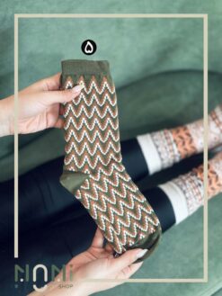 جوراب ساقدار طرح ژاکارد پاییزی