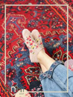 جوراب قوزکی موهری طرح گل گلی