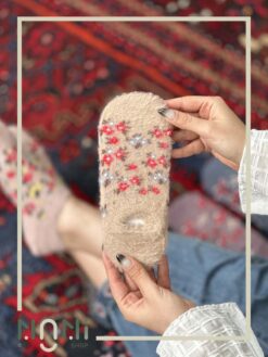 جوراب قوزکی موهری طرح گل گلی