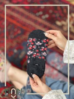 جوراب قوزکی موهری طرح گل گلی