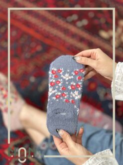 جوراب قوزکی موهری طرح گل گلی