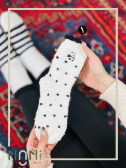 جوراب ساقدار موهری طرح گلدوزی پاندا ستاره دار