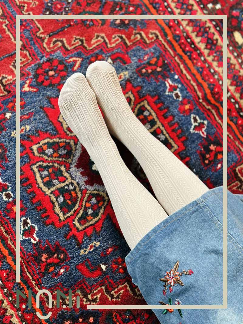 جوراب شلواری نخی گندمی کشی برند پنتی