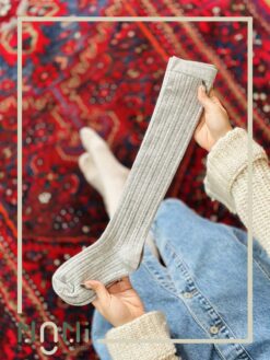 جوراب زیر زانو نخی گندمی