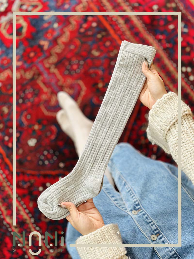 جوراب زیر زانو نخی گندمی