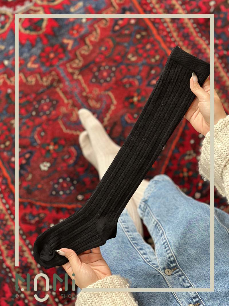 جوراب زیر زانو نخی گندمی