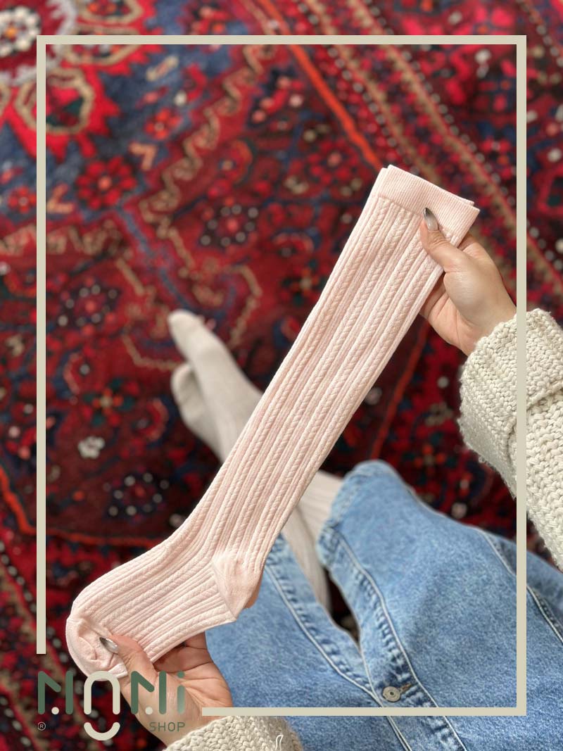 جوراب زیر زانو نخی گندمی
