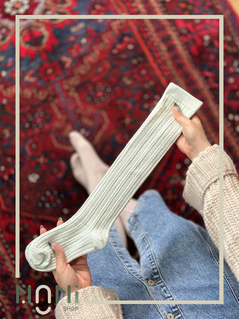 جوراب زیر زانو نخی گندمی