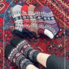 جوراب مچی پشمی لبه موهر طرح دونه برف