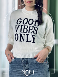 بلوز بافت ریز طرح GOOD VIBES ONLY