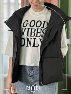 بلوز بافت ریز طرح GOOD VIBES ONLY