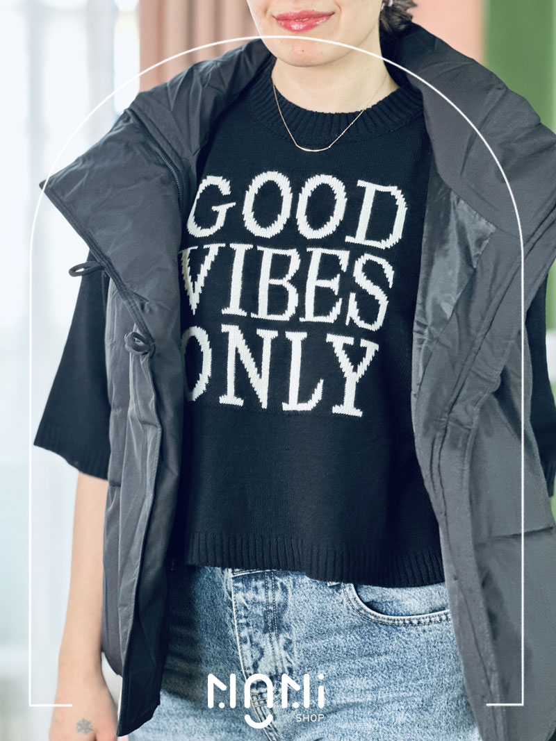 بلوز بافت ریز طرح GOOD VIBES ONLY
