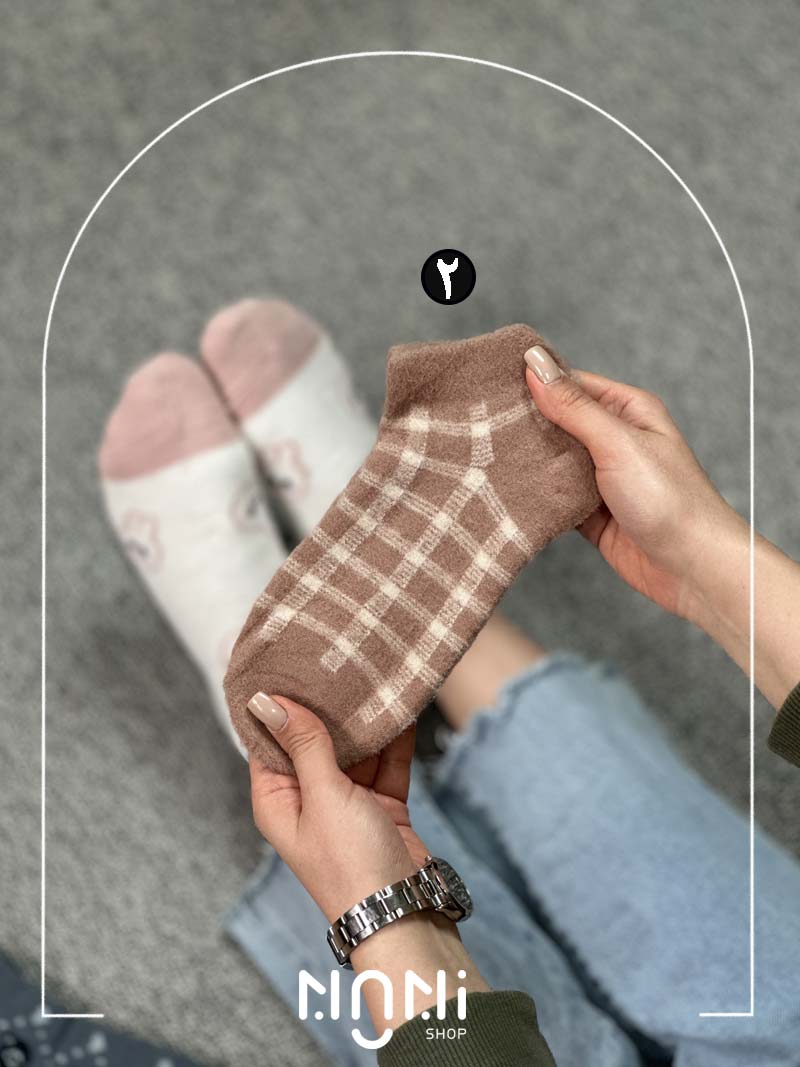 جوراب مچی موهری طرح خرگوش صورتی