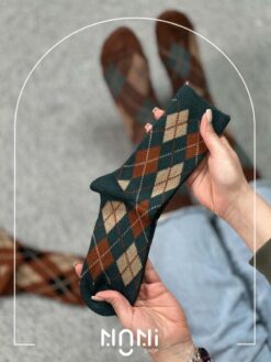 جوراب ساقدار بافت طرح اسکاچی برند کوکوهانا