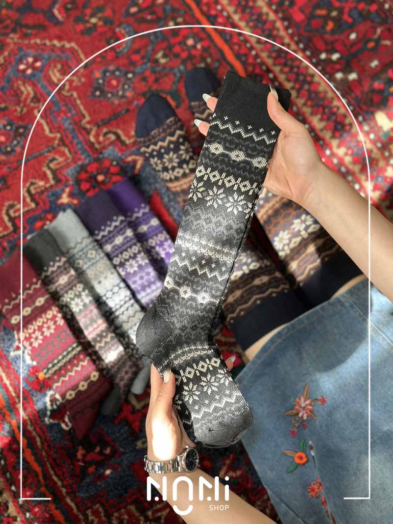 جوراب زیر زانو بافت طرح دونه برف برند کوکوهانا