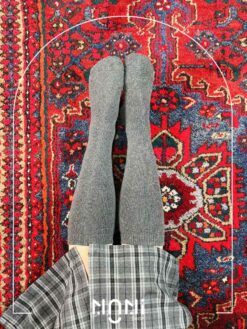 جوراب زیر زانو پشمی داخل حوله ای تک رنگ