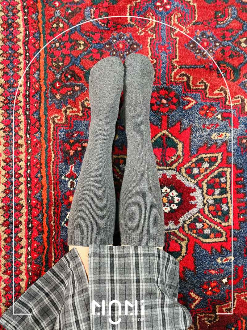جوراب زیر زانو پشمی داخل حوله ای تک رنگ
