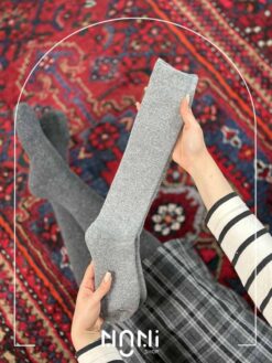 جوراب زیر زانو پشمی داخل حوله ای تک رنگ