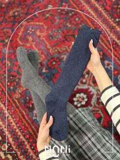 جوراب زیر زانو پشمی داخل حوله ای تک رنگ