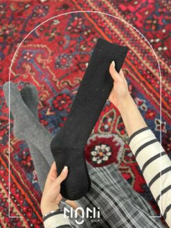 جوراب زیر زانو پشمی داخل حوله ای تک رنگ