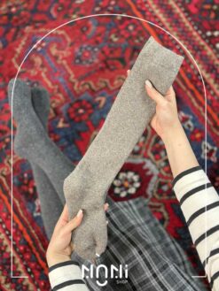 جوراب زیر زانو پشمی داخل حوله ای تک رنگ