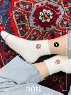 جوراب ساقدار بوکله طرح گلدوزی خرسی