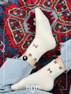 جوراب ساقدار بوکله طرح گلدوزی خرسی