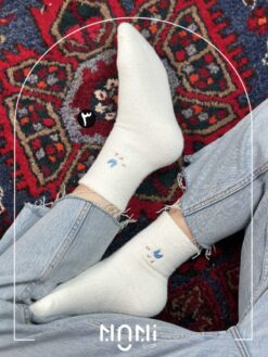 جوراب ساقدار بوکله طرح گلدوزی خرگوش و روباه