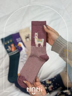 جوراب ساقدار طرح لاما و گوزن برند چتیک