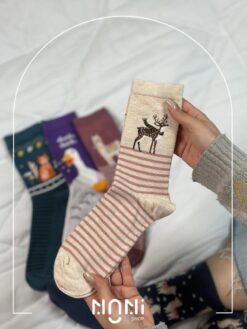 جوراب ساقدار طرح لاما و گوزن برند چتیک