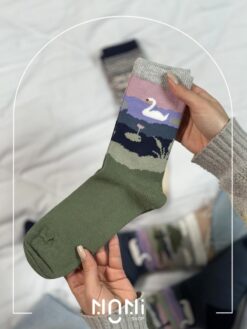 جوراب ساقدار ضخیم طرح قو خشتی برند چتیک