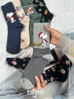 جوراب ساقدار طرح کریسمس اسنوپی برند چتیک