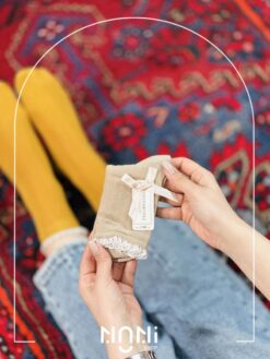 جوراب نیم ساق نخ پنبه طرح لبه گیپور