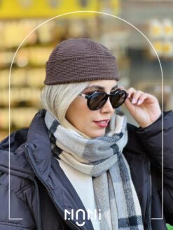 کلاه لئونی قلاب بافی لبه برگردون و ساده