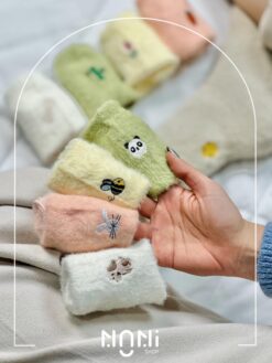 جوراب ساقدار موهری طرح پشت گلدوزی تا به تا