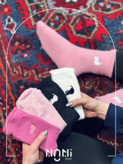 جوراب ساقدار موهری طرح گلدوزی پیشی