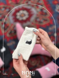 جوراب ساقدار موهری طرح گلدوزی پیشی