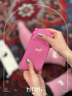 جوراب ساقدار موهری طرح گلدوزی پیشی