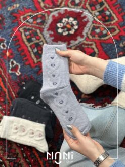 جوراب ساقدار موهری طرح برجسته قلبی